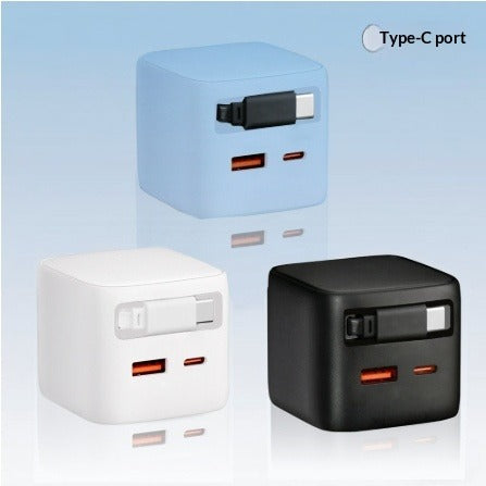 30W GaN Retractable Fast Charger Multi-Port