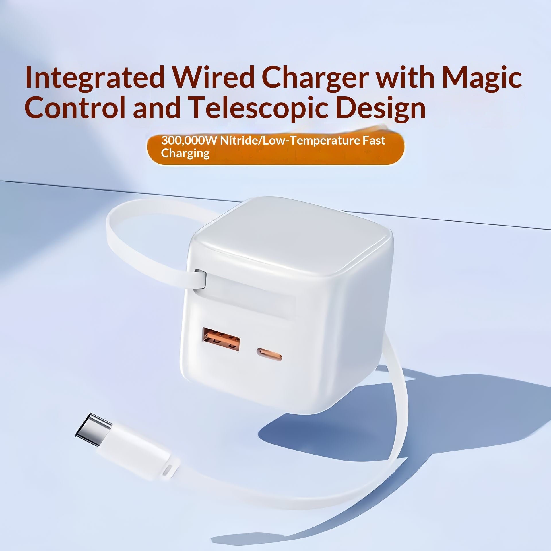 30W GaN Retractable Fast Charger Multi-Port