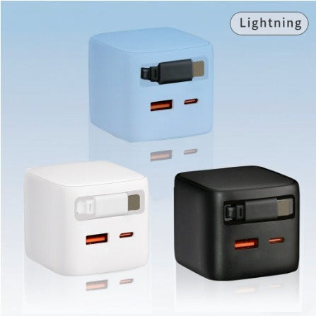 30W GaN Retractable Fast Charger Multi-Port